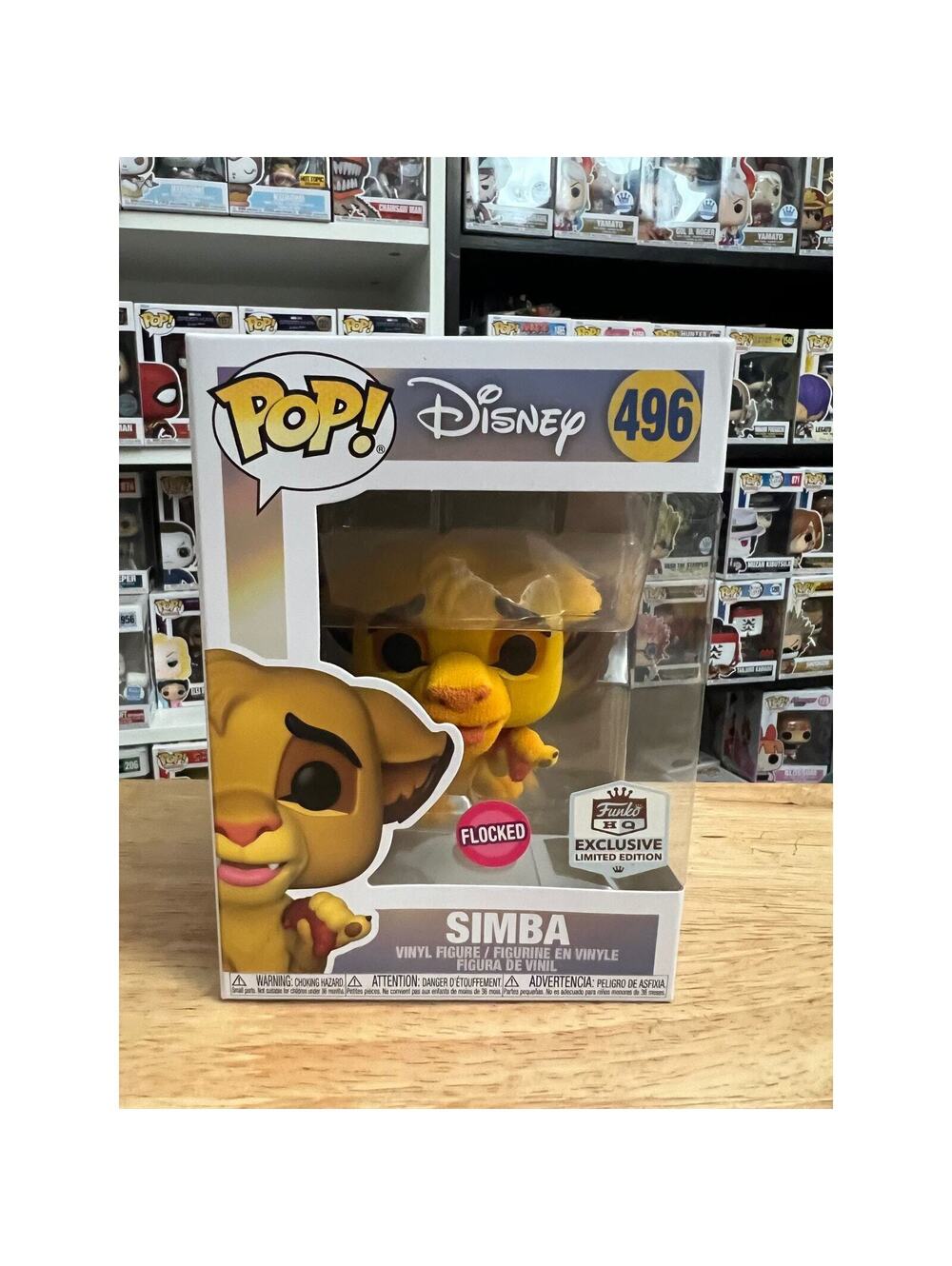 HQ EXCLUSIVE FLOCKED (FUZZY) Simba Lion King Funko Pop #496 Disney Headquarters